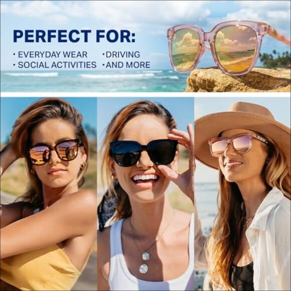 Polarized Sunglasses with Acetate Temples, Cat Eye Frames, UV Protection